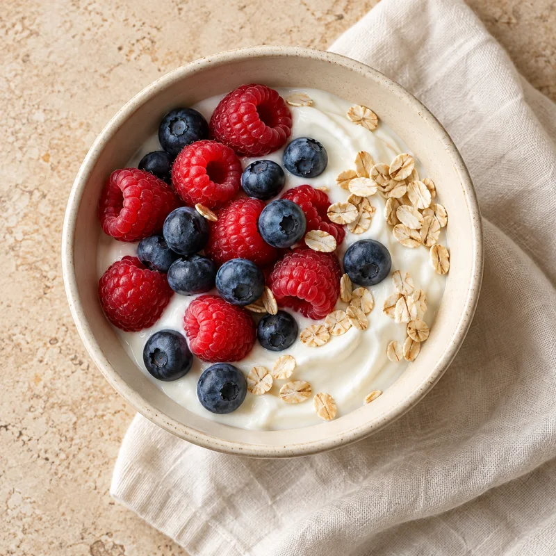 Bol de fromage blanc aux fruits rouges